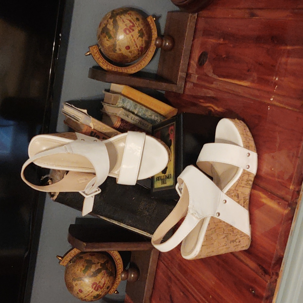 White wedge shoes